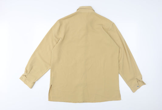 First Avenue Womens Yellow Polyester Basic Button-Up Size 14 Collared