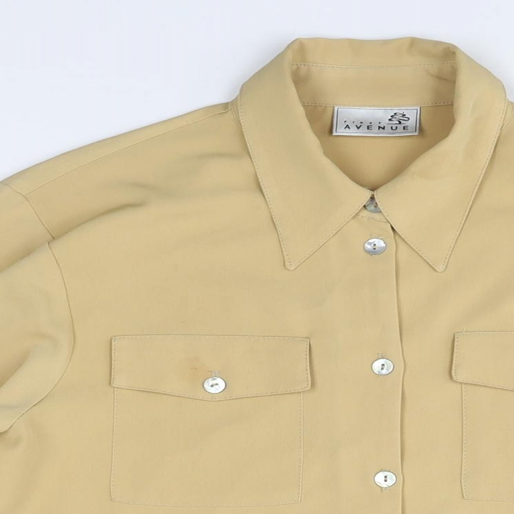 Womens UK Size 14 First Avenue Yellow Basic Button-Up