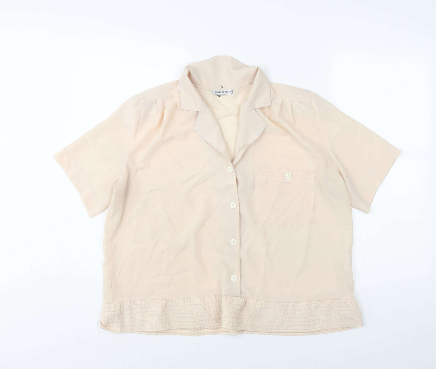 House of Fraser Womens Beige Polyester Basic Button-Up Size 14 Collared