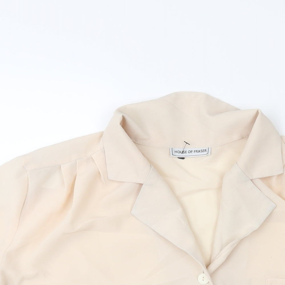 House of Fraser Womens Beige Polyester Basic Button-Up Size 14 Collared