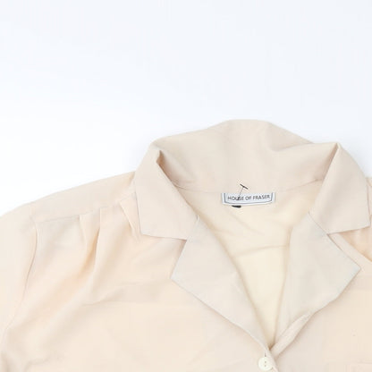 House of Fraser Womens Beige Polyester Basic Button-Up Size 14 Collared