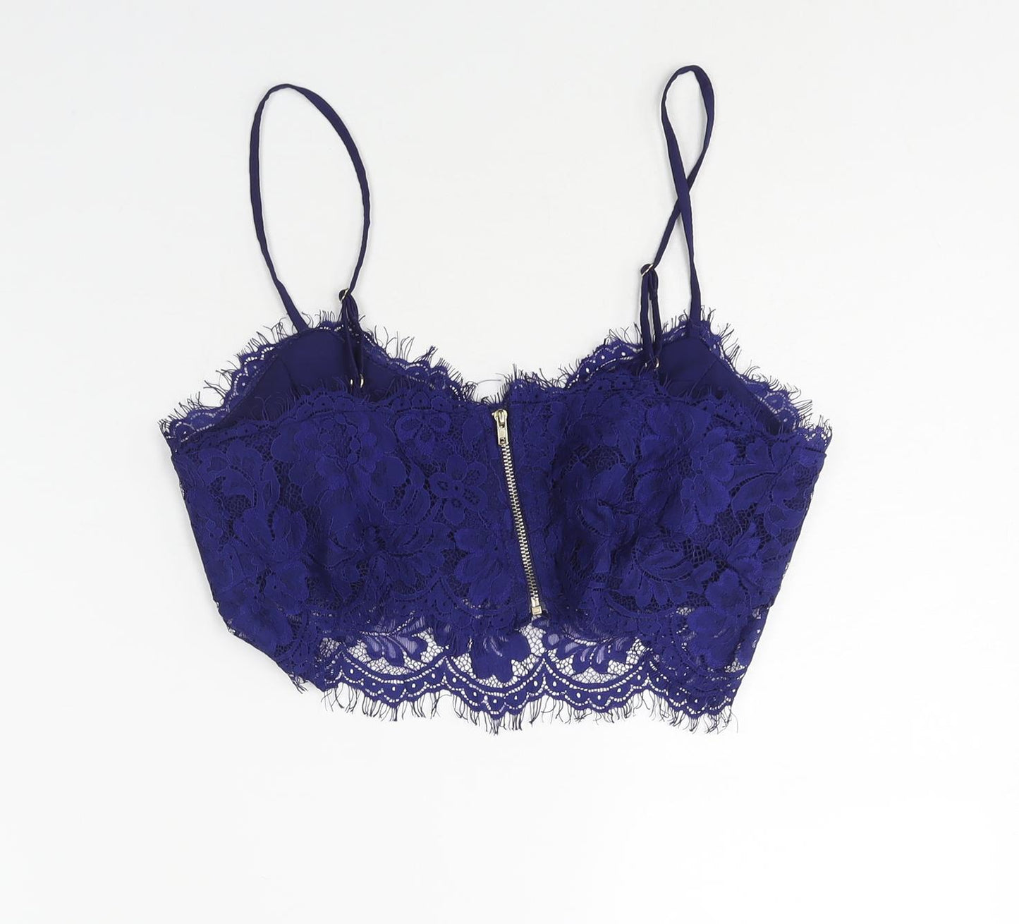 Missguided Womens Blue Polyester Cropped Blouse Size 10 Sweetheart