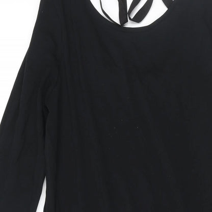 Mamalicious Womens Black Cotton Shift Size M V-Neck Tie - Frill Hem