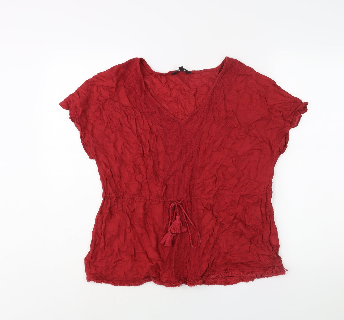 Womens UK Size 12 New Look Red Basic Blouse