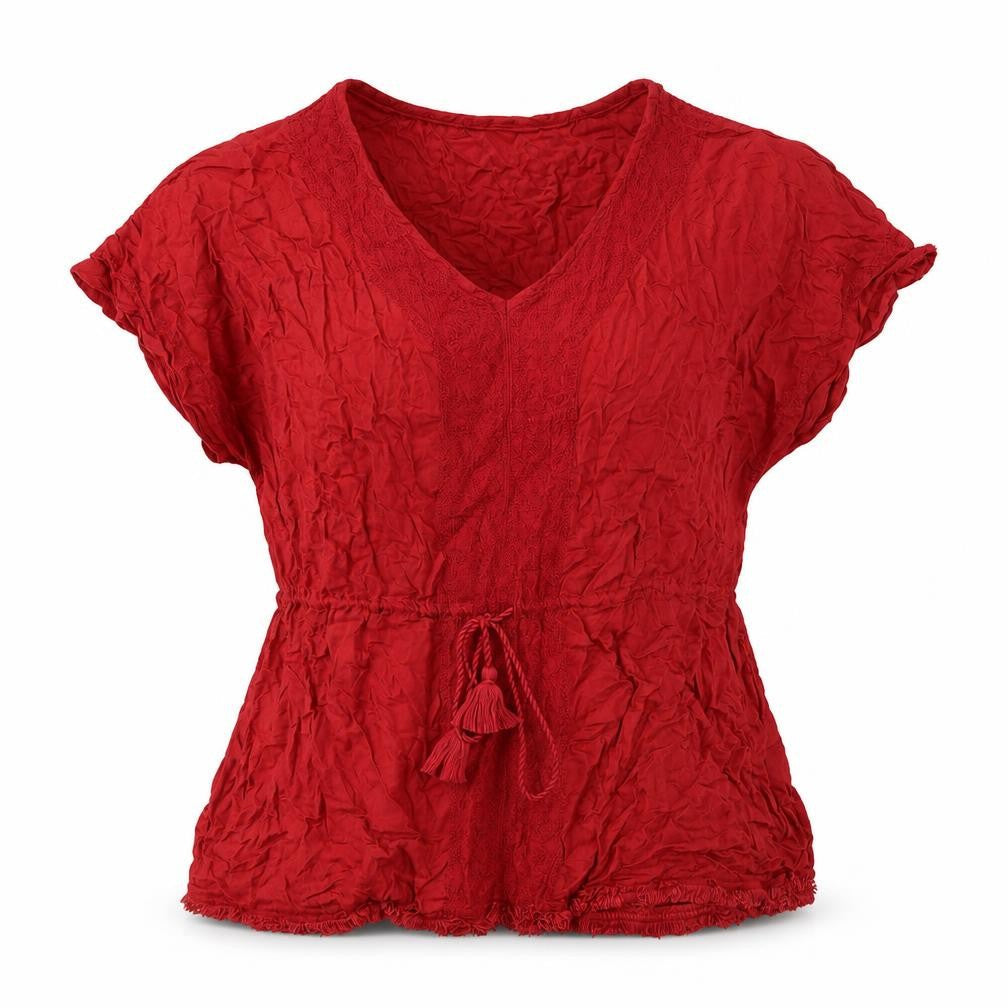 Womens UK Size 12 New Look Red Basic Blouse