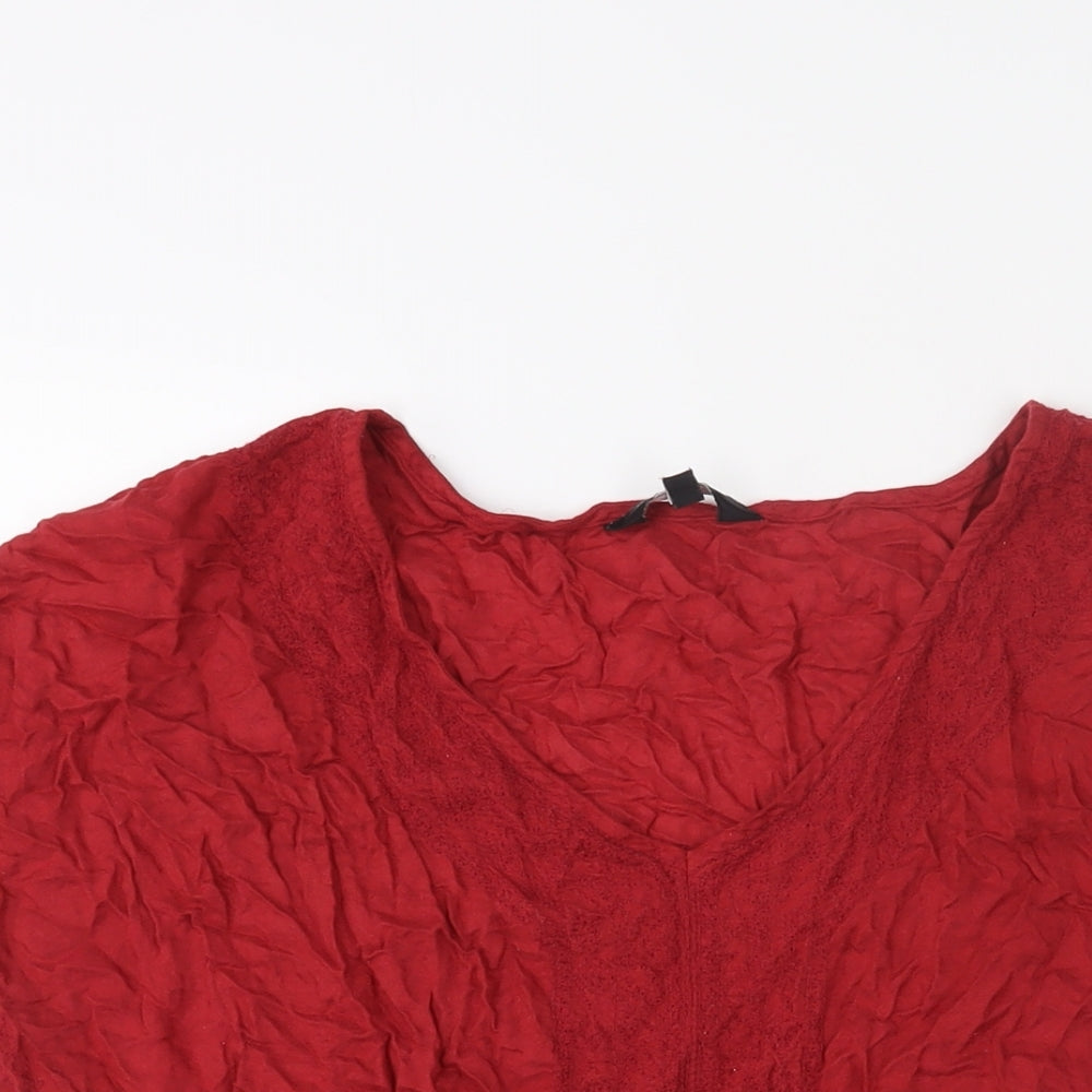 Womens UK Size 12 New Look Red Basic Blouse