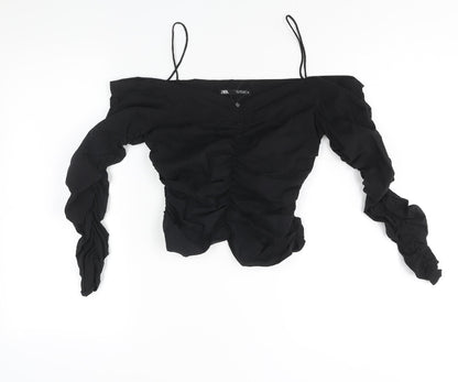 Womens UK Size S Zara Black Basic Blouse