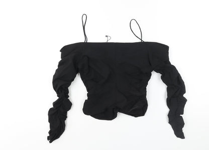 Womens UK Size S Zara Black Basic Blouse