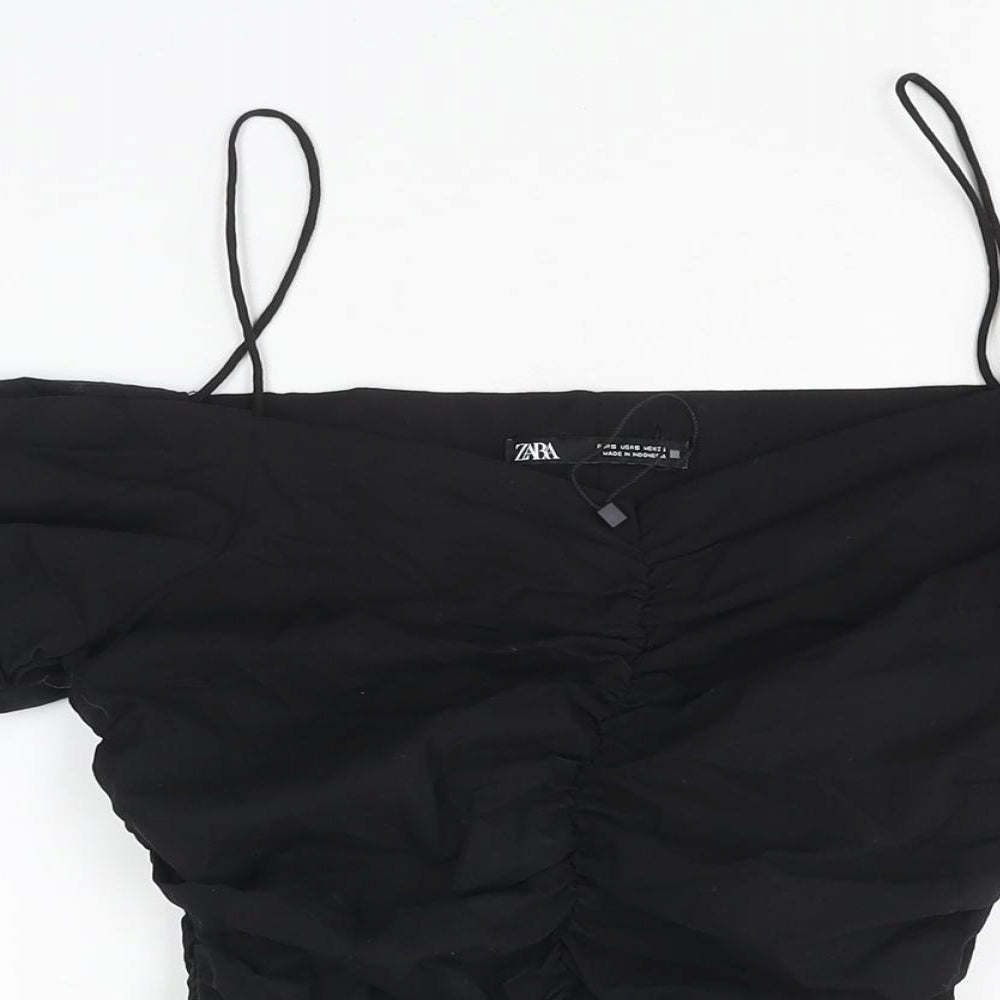 Womens UK Size S Zara Black Basic Blouse