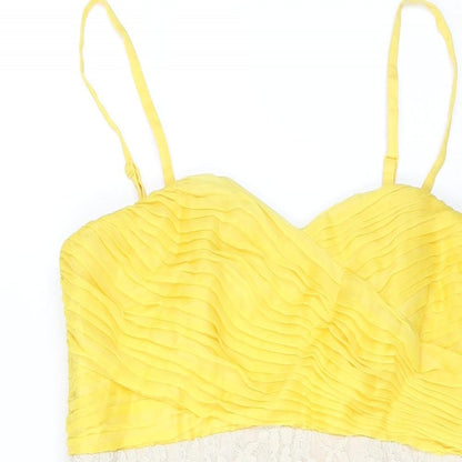 Coast Womens Beige Colourblock Polyester A-Line Size 12 Sweetheart Zip - Lace Detial Frill