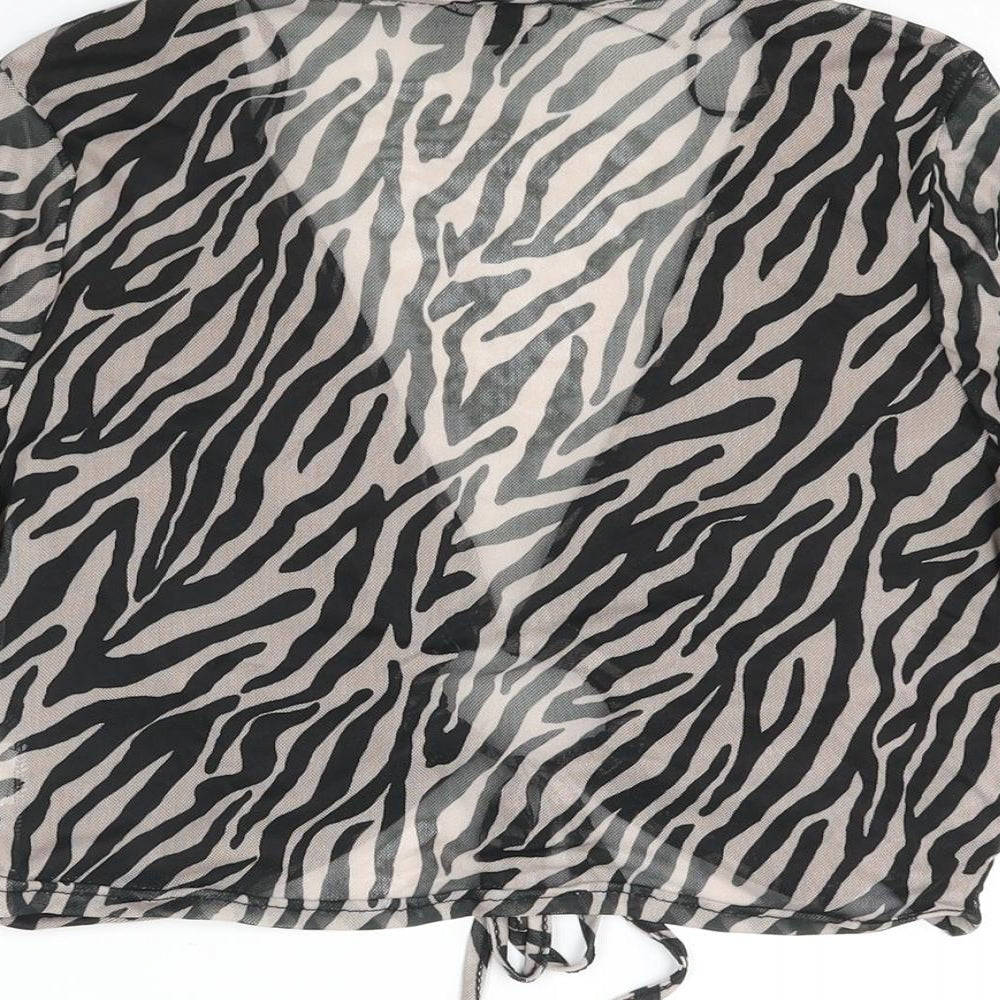Womens UK Size 12 Pink Vanilla Black Cropped Blouse