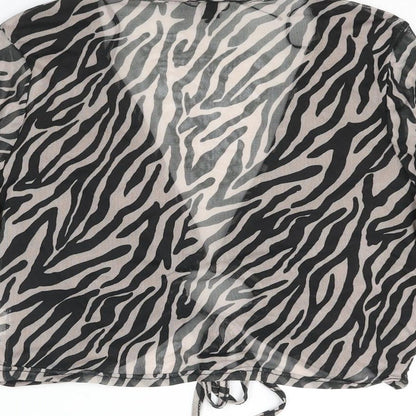 Womens UK Size 12 Pink Vanilla Black Cropped Blouse