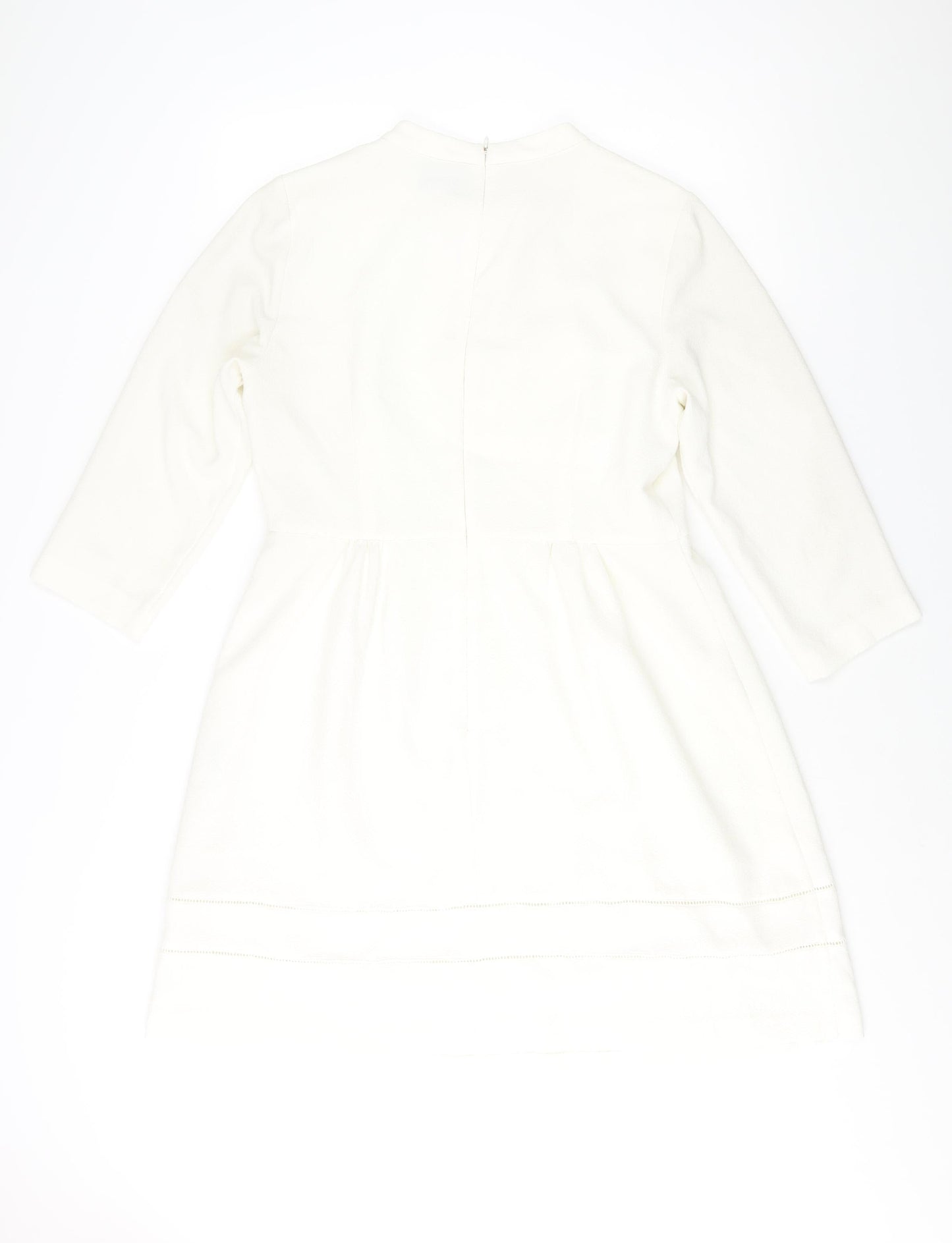 Oasis Womens White Polyester A-Line Size 16 Round Neck Zip - Button Detail