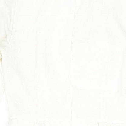 Oasis Womens White Polyester A-Line Size 16 Round Neck Zip - Button Detail