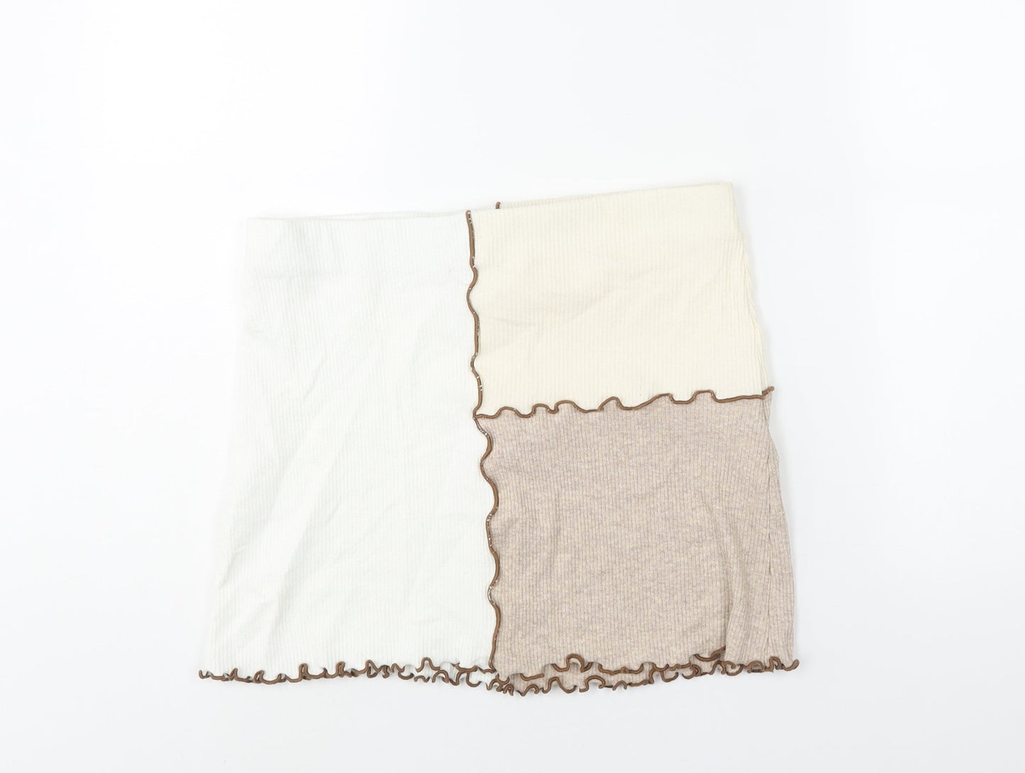 Bershka Womens Multicoloured Geometric Cotton Mini Skirt Size M - Exposed Seam Colourblock