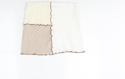 Bershka Womens Multicoloured Geometric Cotton Mini Skirt Size M - Exposed Seam Colourblock