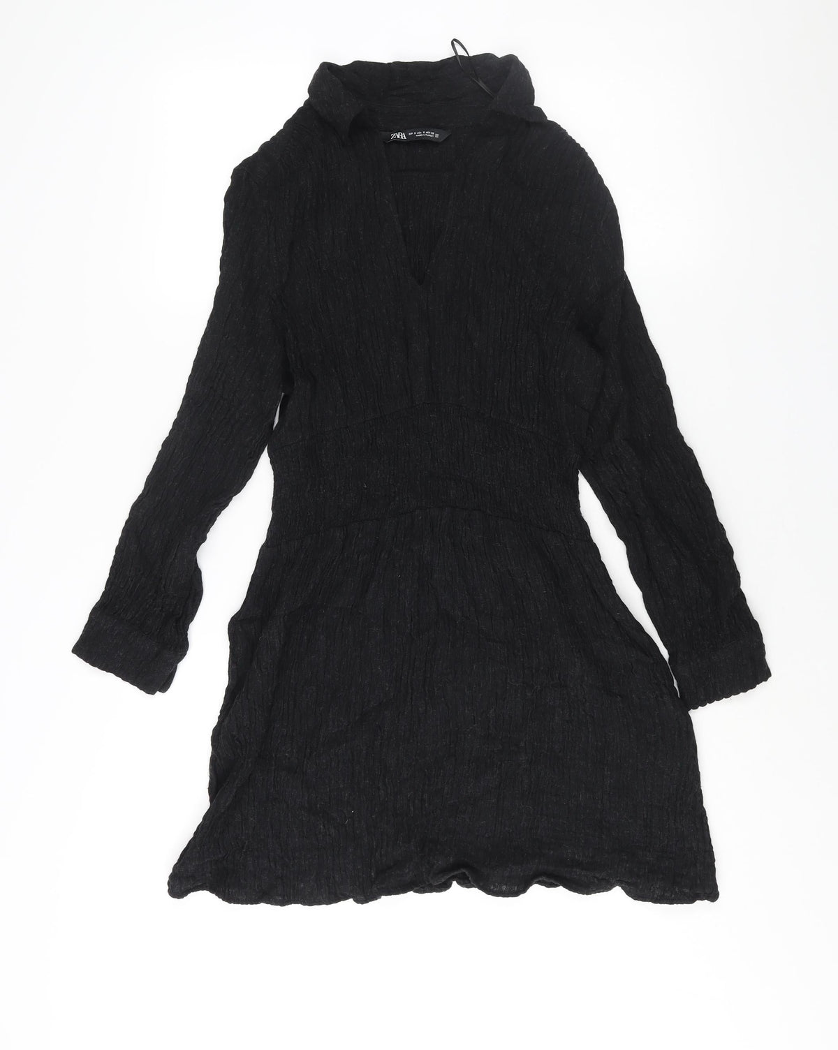 Zara Womens Black Acrylic A-Line Size S Collared Pullover