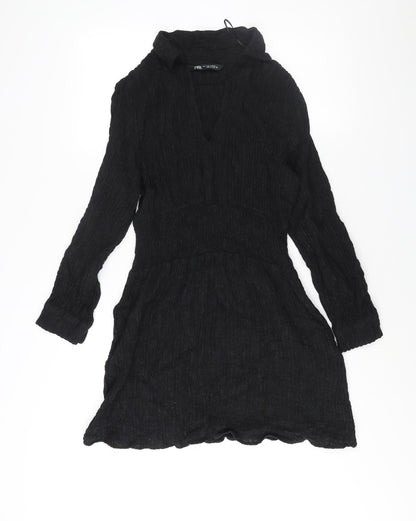 Zara Womens Black Acrylic A-Line Size S Collared Pullover