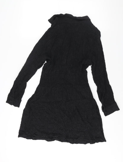 Zara Womens Black Acrylic A-Line Size S Collared Pullover