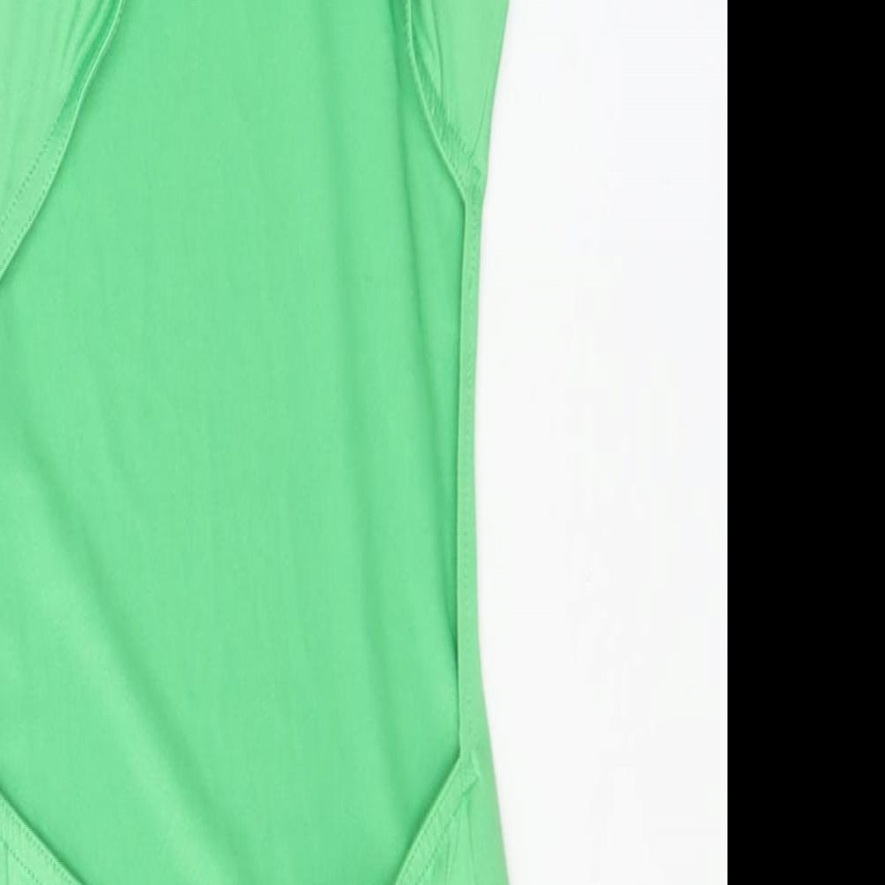 PRETTYLITTLETHING Womens Green Polyester Bodycon Size 6 Round Neck Pullover - Back Cut Out