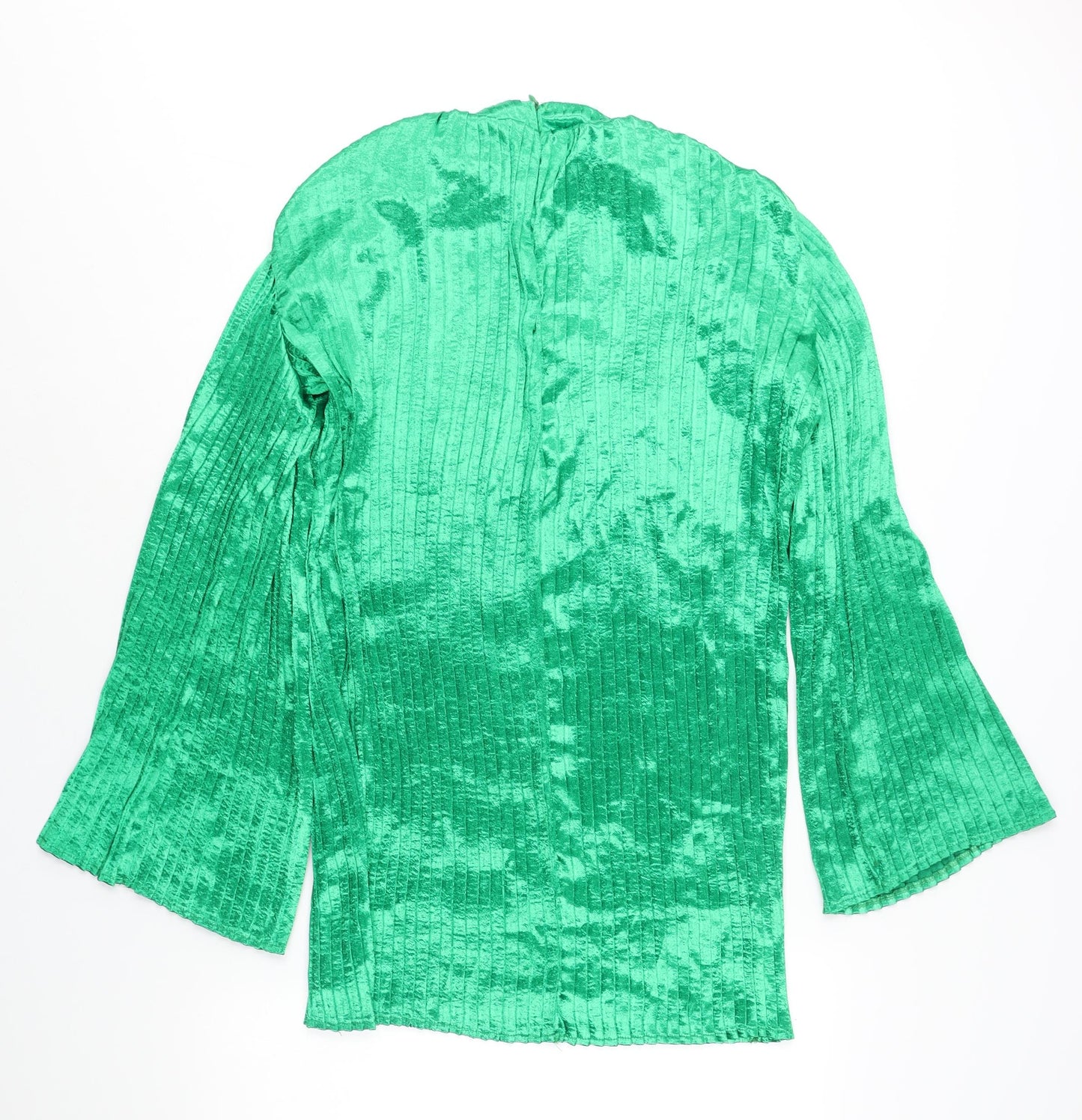 Boohoo Womens Green Polyester Shift Size 10 Mock Neck Zip - Pleated