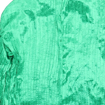 Boohoo Womens Green Polyester Shift Size 10 Mock Neck Zip - Pleated