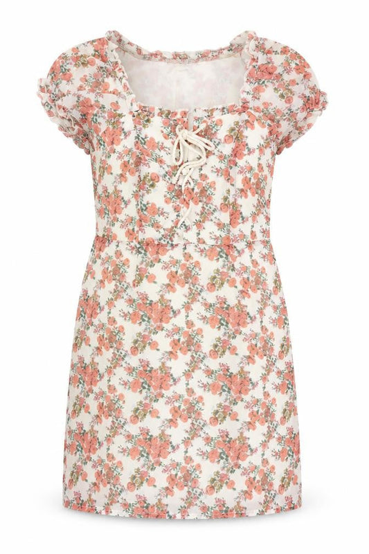Nasty Gal Womens Multicoloured Floral Polyester Shift Size 14 Sweetheart Zip - Lace Up Detail