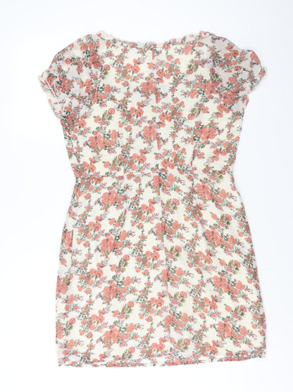 Nasty Gal Womens Multicoloured Floral Polyester Shift Size 14 Sweetheart Zip - Lace Up Detail