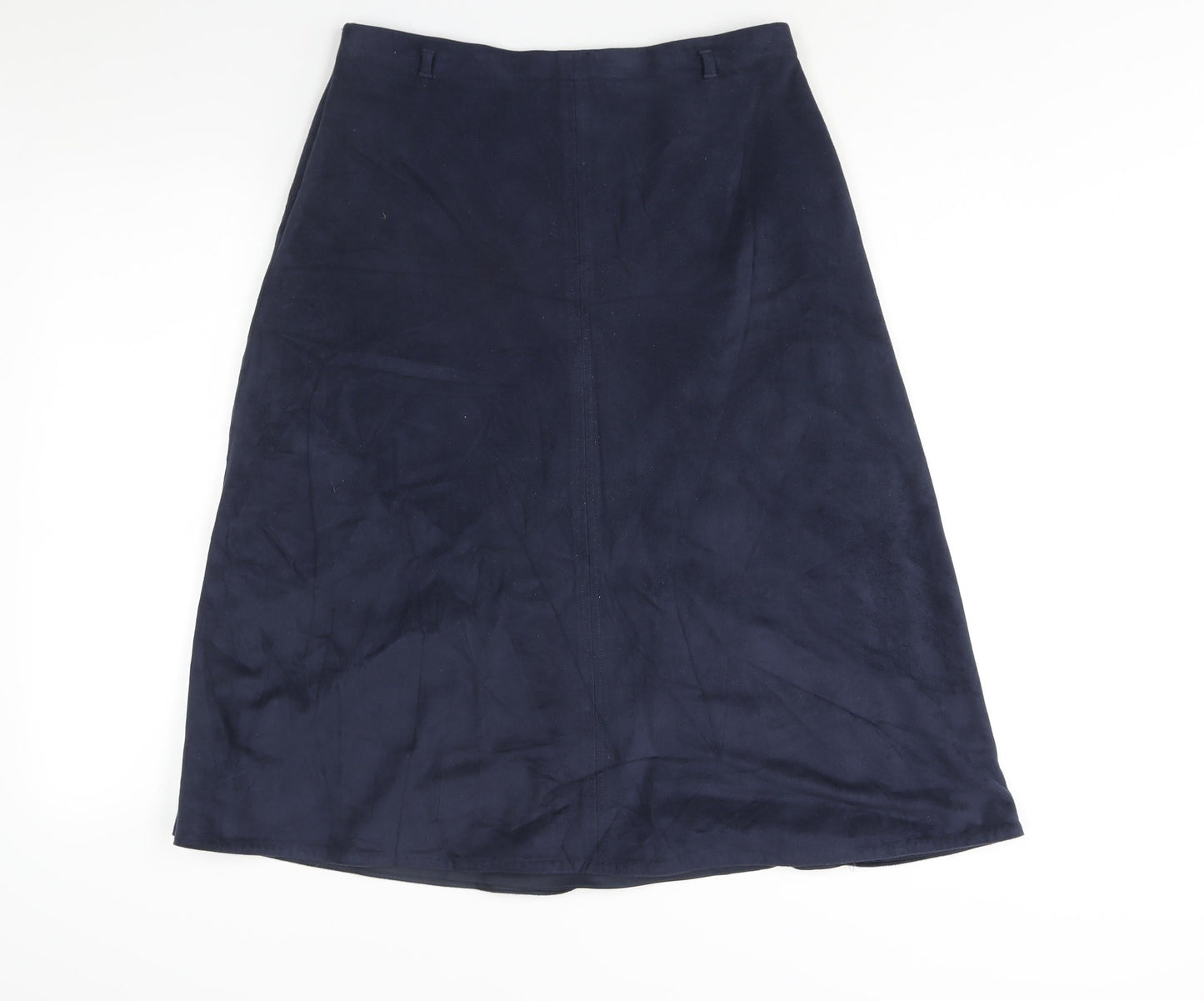 Marks and Spencer Womens Blue Polyester A-Line Skirt Size 12 Zip