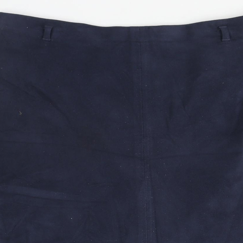 Marks and Spencer Womens Blue Polyester A-Line Skirt Size 12 Zip