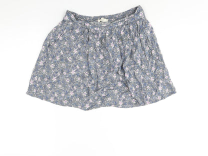 Indigo Womens Grey Floral Viscose A-Line Skirt Size 12