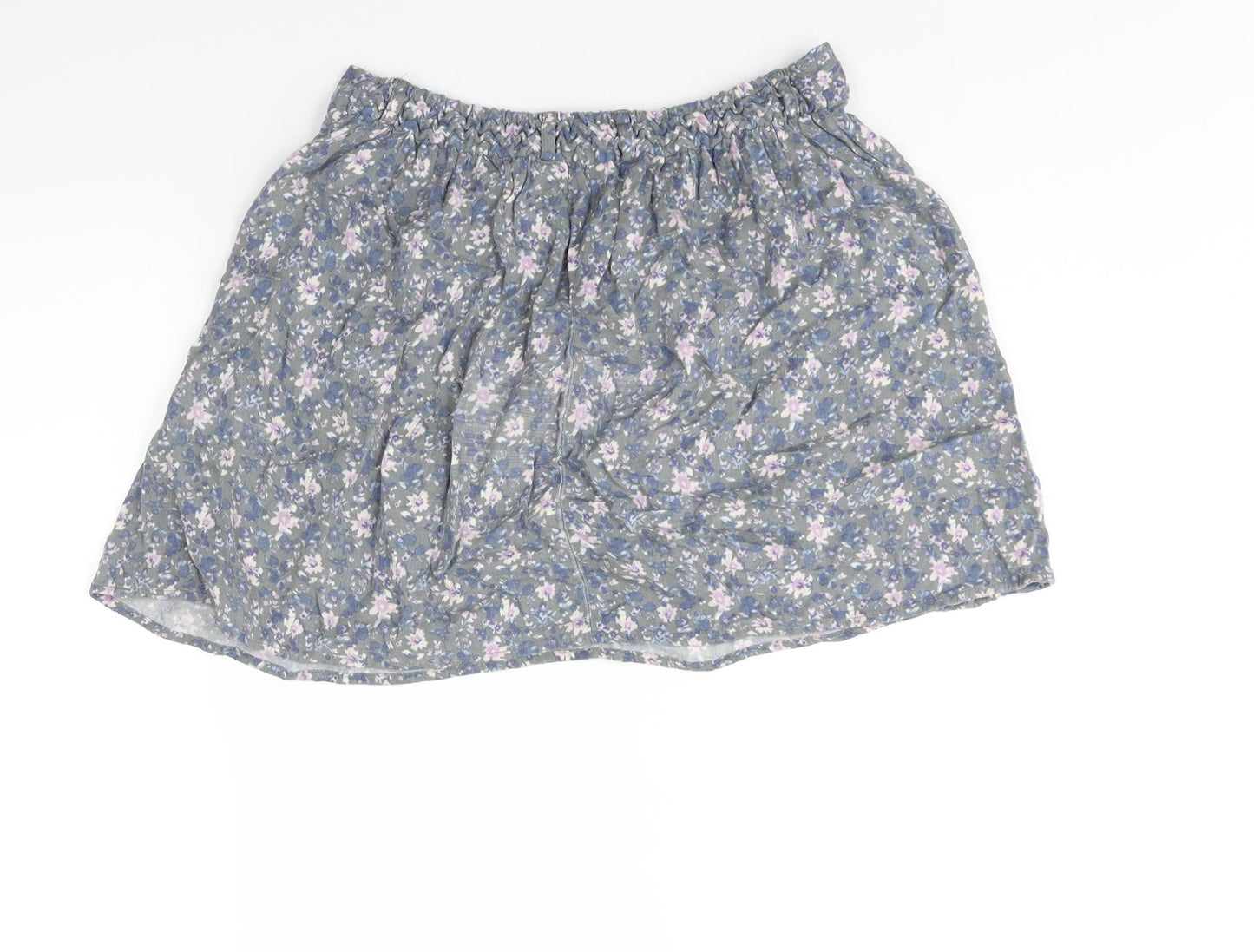 Indigo Womens Grey Floral Viscose A-Line Skirt Size 12