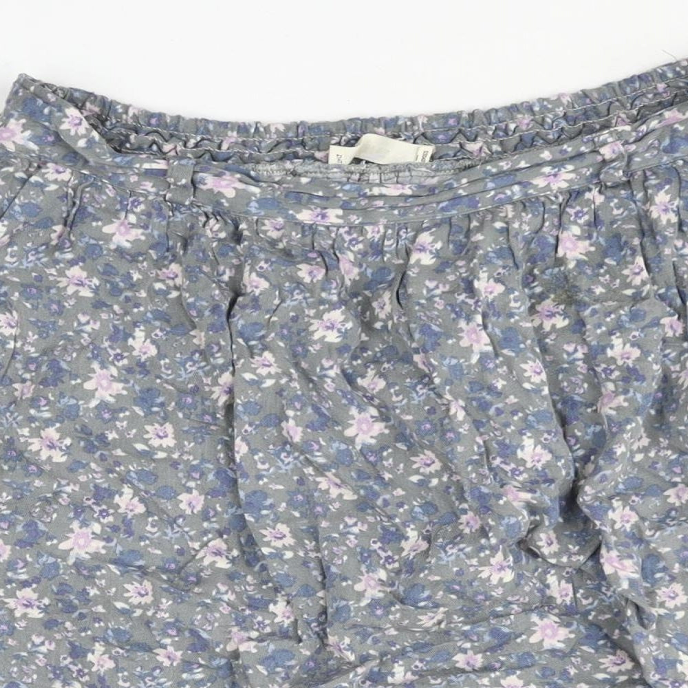 Indigo Womens Grey Floral Viscose A-Line Skirt Size 12