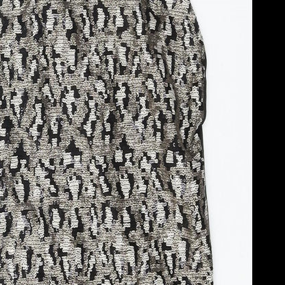 Topshop Womens Gold Nylon Bodysuit One-Piece Size 8 Snap - Sequin Open Back