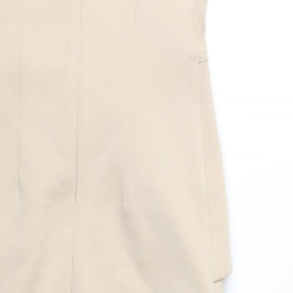 AX Paris Womens Beige Polyester Bodycon Size 10 Square Neck Zip - Peplum Detail