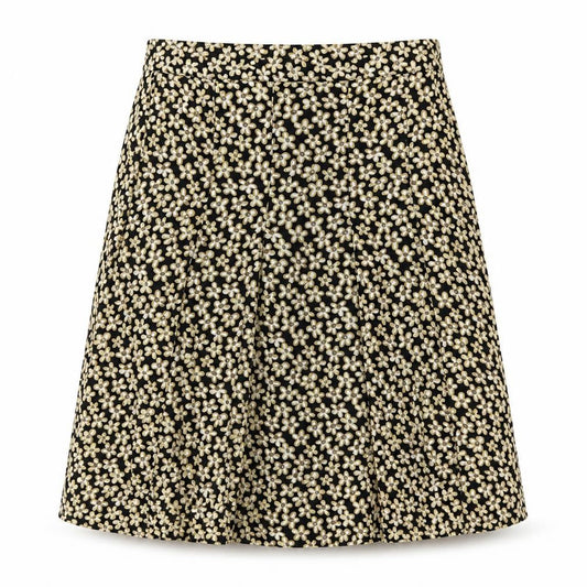 ANNE WEYBURN Womens Yellow Floral Polyester A-Line Skirt Size 36 in Zip