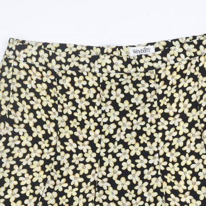 ANNE WEYBURN Womens Yellow Floral Polyester A-Line Skirt Size 36 in Zip