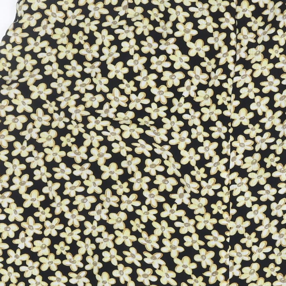 ANNE WEYBURN Womens Yellow Floral Polyester A-Line Skirt Size 36 in Zip