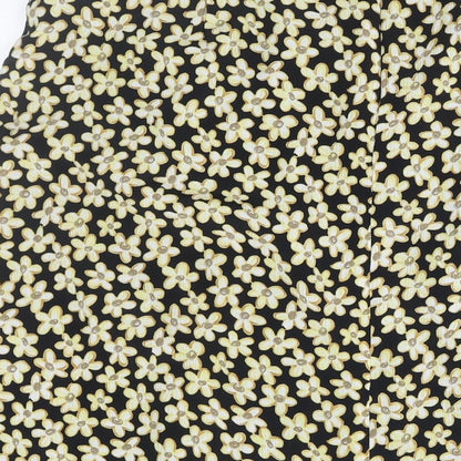 ANNE WEYBURN Womens Yellow Floral Polyester A-Line Skirt Size 36 in Zip