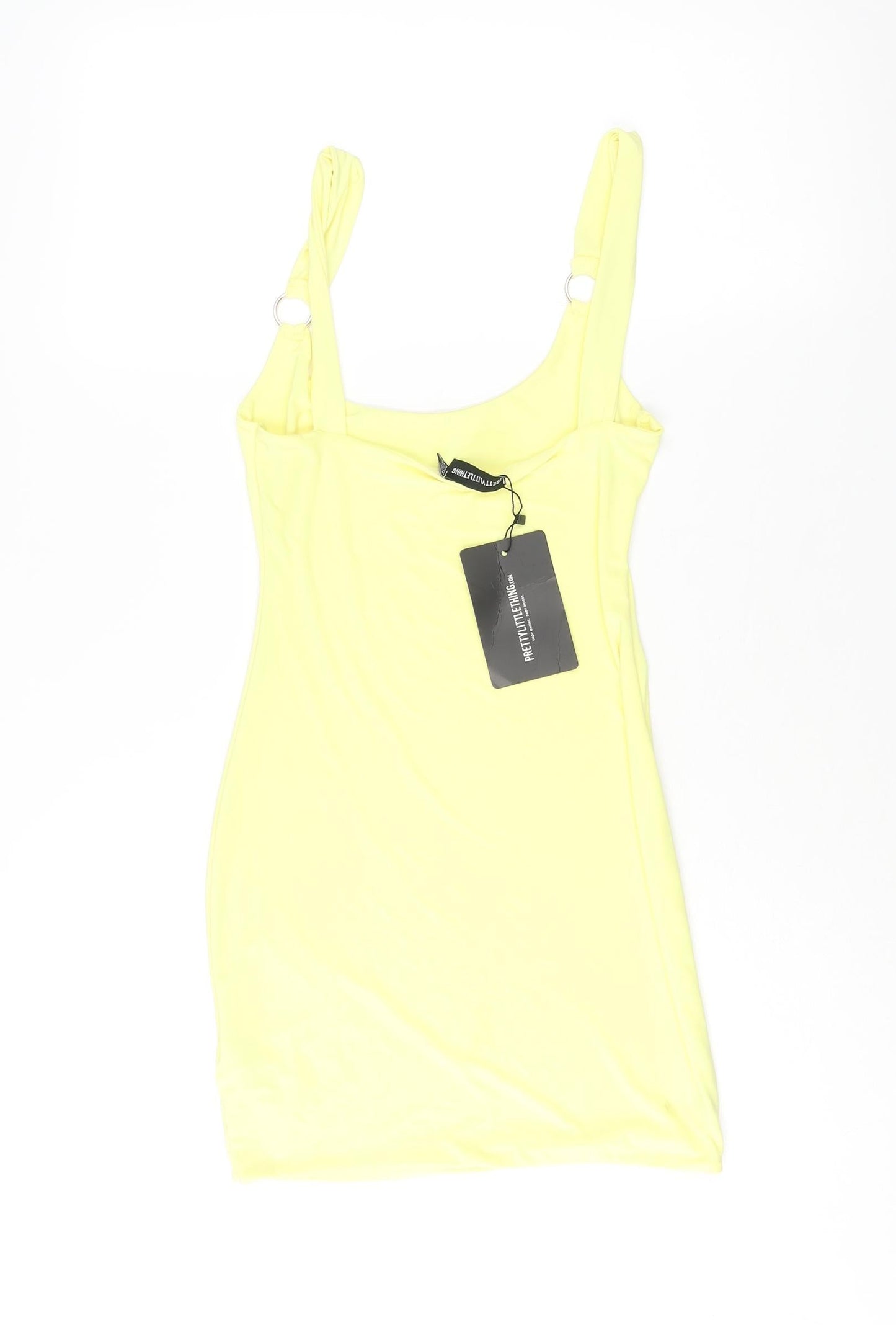 PRETTYLITTLETHING Womens Yellow Polyester Mini Size 10 Scoop Neck Pullover