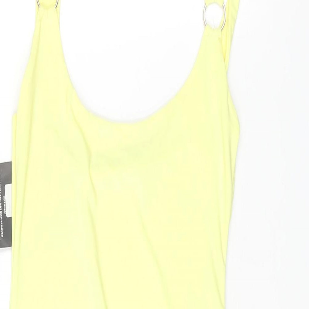 PRETTYLITTLETHING Womens Yellow Polyester Mini Size 10 Scoop Neck Pullover