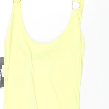 PRETTYLITTLETHING Womens Yellow Polyester Mini Size 10 Scoop Neck Pullover