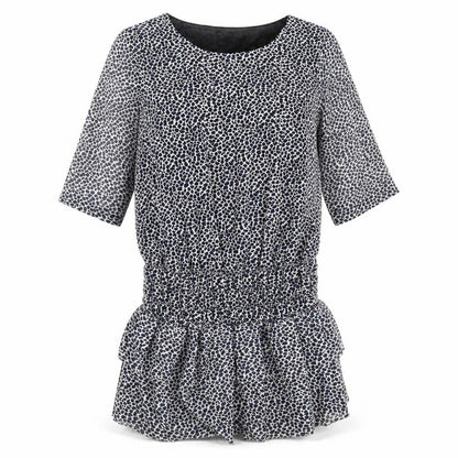 Mango Womens Multicoloured Animal Print Polyester Shift Size XL Round Neck Pullover - Frill Hem Leopard Print