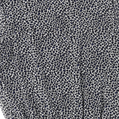 Mango Womens Multicoloured Animal Print Polyester Shift Size XL Round Neck Pullover - Frill Hem Leopard Print
