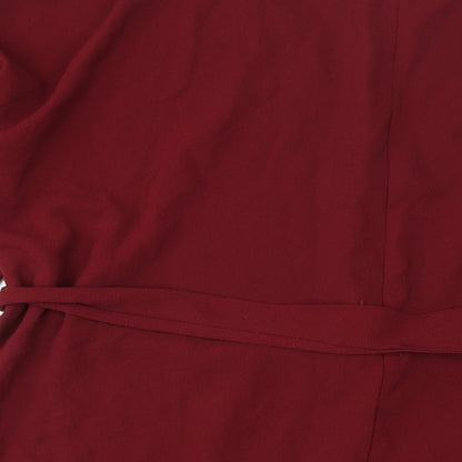 Boohoo Womens Red Polyester A-Line Size 18 V-Neck Pullover - Belted