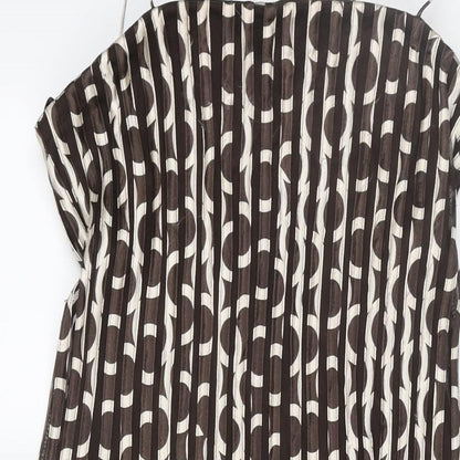 Phase Eight Womens Brown Geometric Polyester Fit & Flare Size 12 Scoop Neck Zip