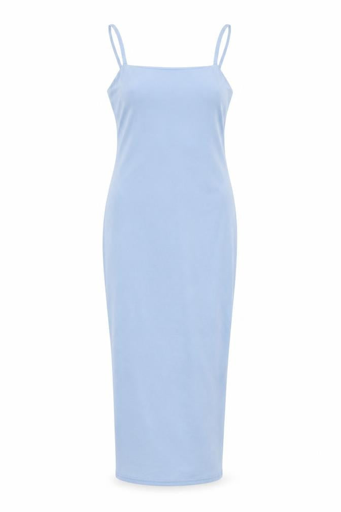 PRETTYLITTLETHING Womens Blue Polyester Bodycon Size 6 Square Neck Pullover
