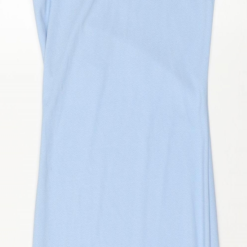 PRETTYLITTLETHING Womens Blue Polyester Bodycon Size 6 Square Neck Pullover