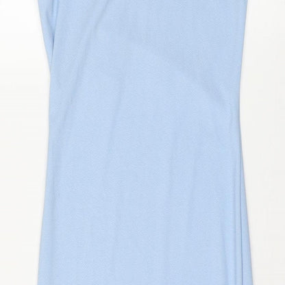 PRETTYLITTLETHING Womens Blue Polyester Bodycon Size 6 Square Neck Pullover