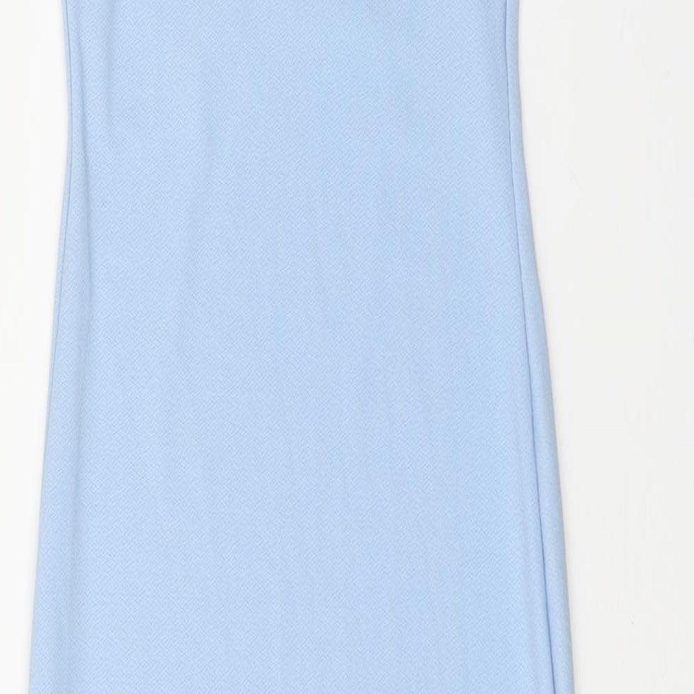PRETTYLITTLETHING Womens Blue Polyester Bodycon Size 6 Square Neck Pullover